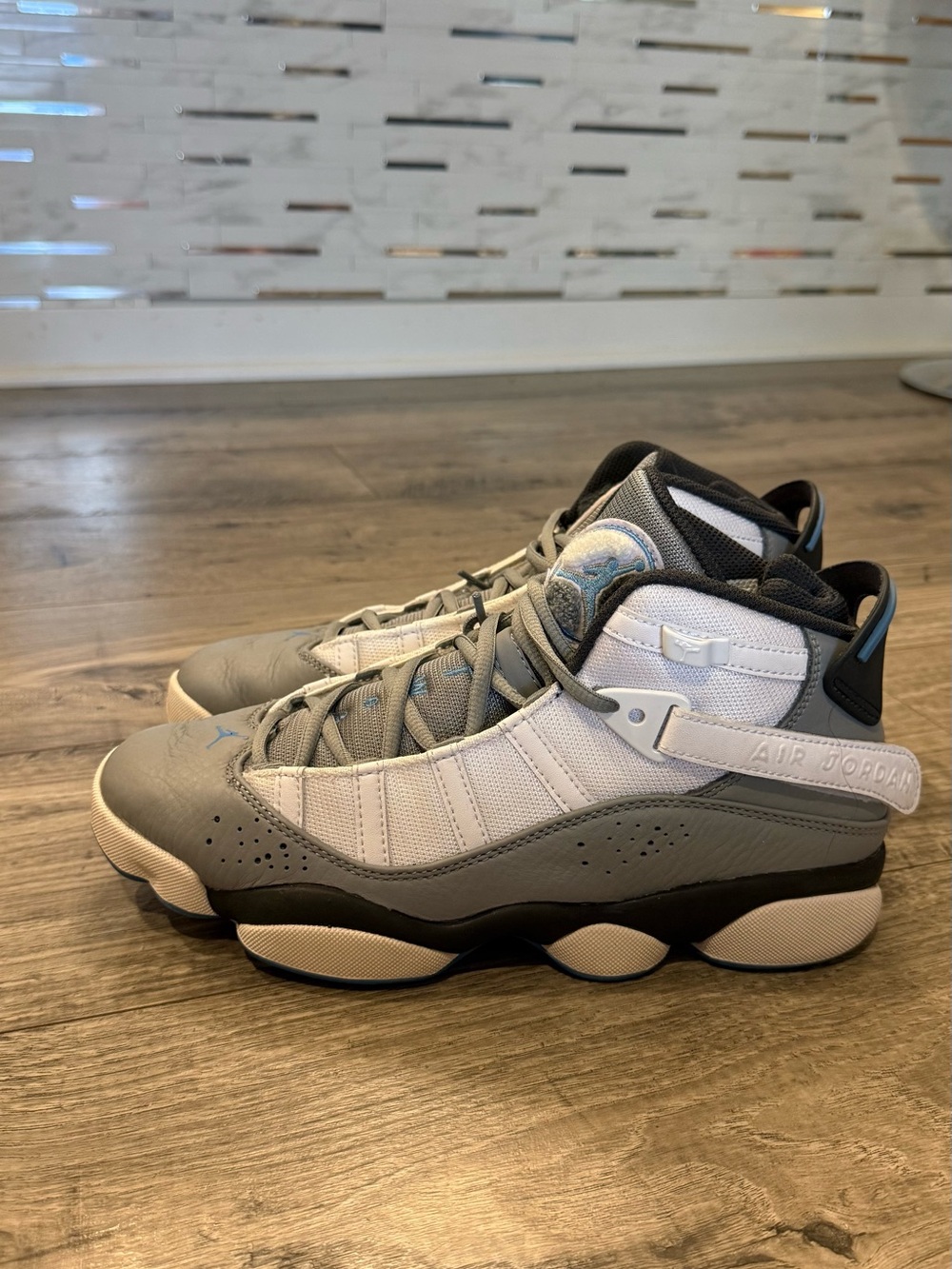 Jordan Men’s Mid-Top Sneakers in White and Gray